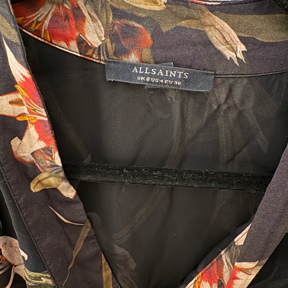 ALLSAINTS Elsie Kuroyuri Kimono Open Front Wrap Blouse Size 4 Feminine Luxury - Picture 5 of 14